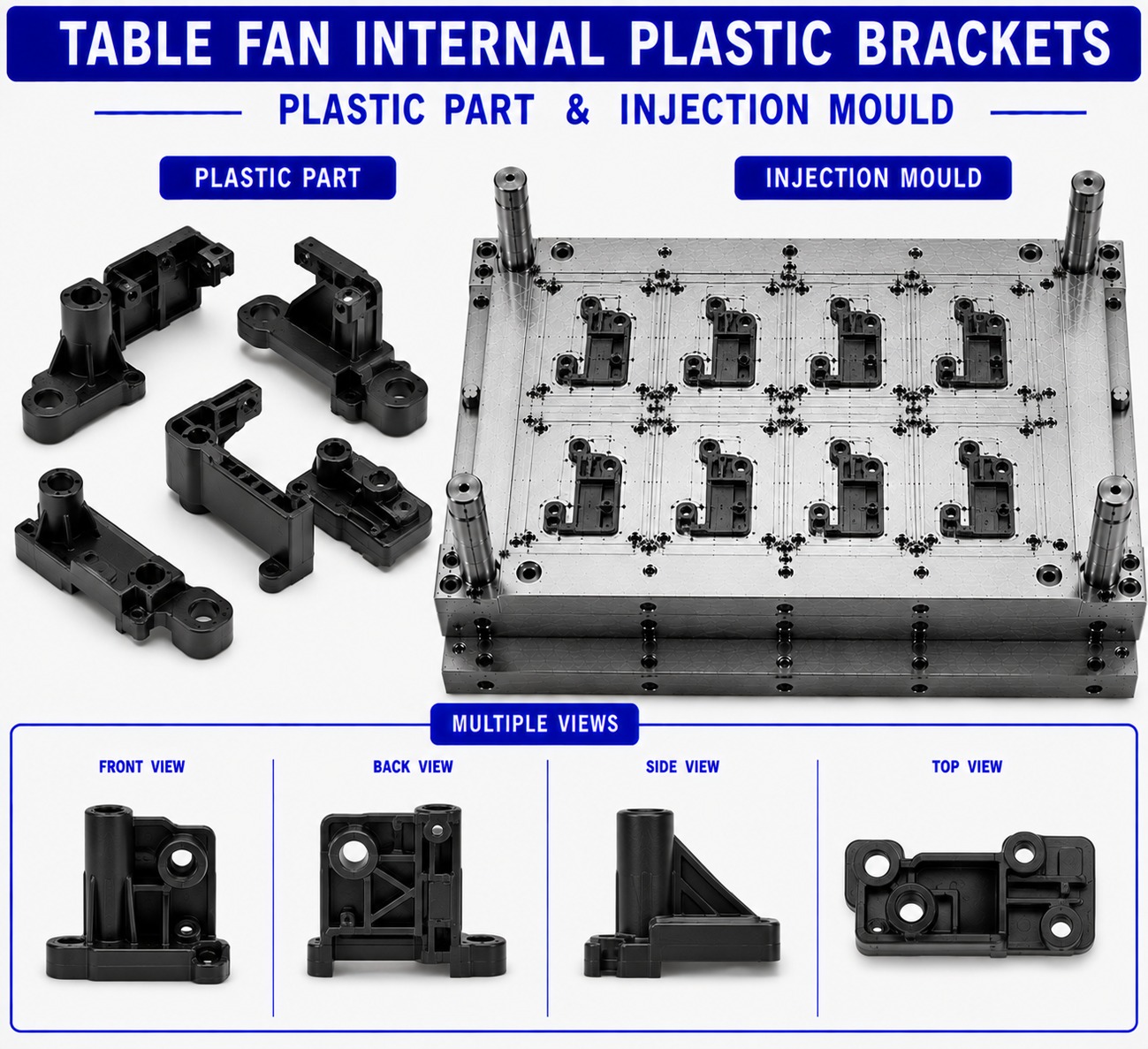 Table Fan Plastic Internal Bracket Mould and Moulding Service